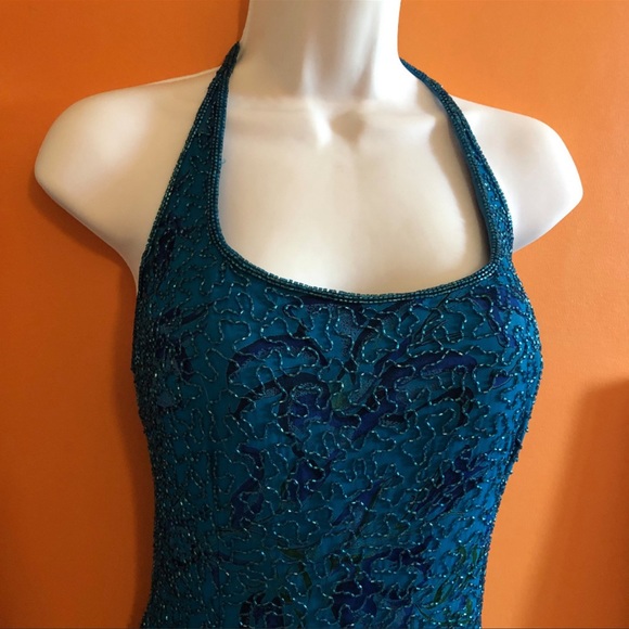 Beaded sequin gorgeous evening gown asymetrical - Picture 2 of 3